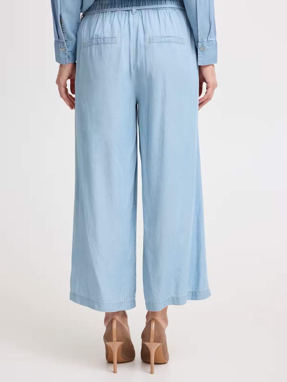 Relaxed Light Blue Wide-Leg Drawstring Pants - Picture 3 of 3